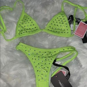 Limeade Diamanté Studded Bikini